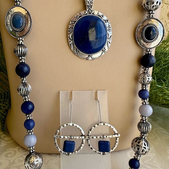 Navy blue jewelry set - Picture 4 of 7
